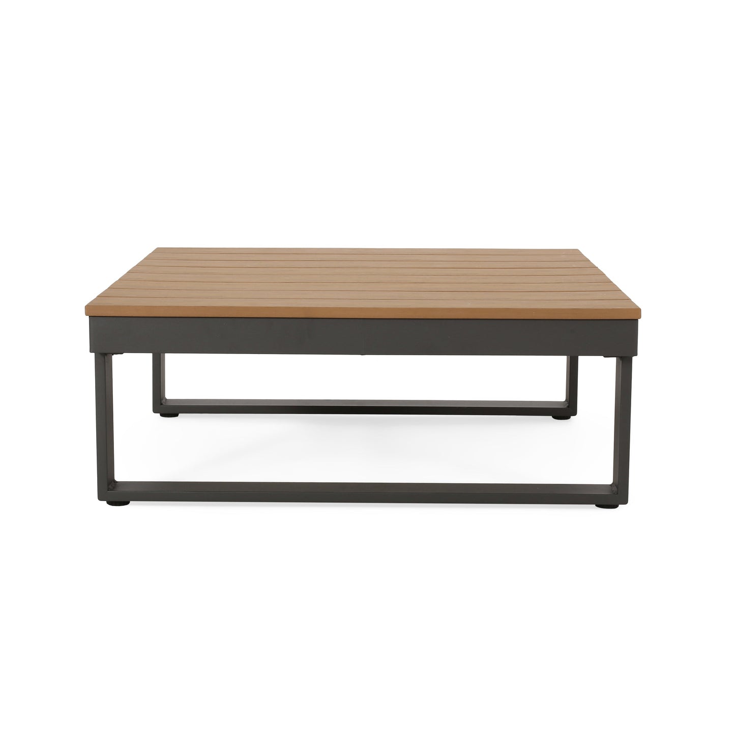 Outdoor Sectional Set Aluminum Acacia Wood Dark Gray 5 Piece Seats 5