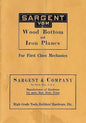 Sargent VBM Wood Bottom And Iron Planes For First Class Mechanics: Catalog Reprint from 1913 - Paperback