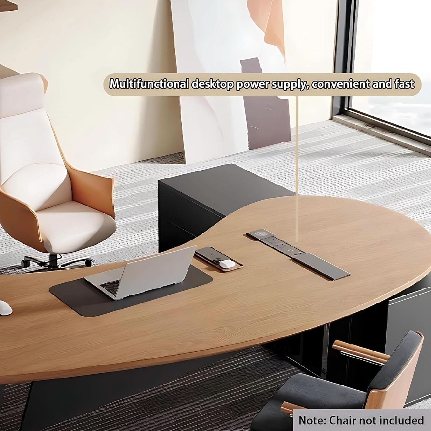 L Shaped Desk With Solid Wood 80 Inch Executive Work space Desk