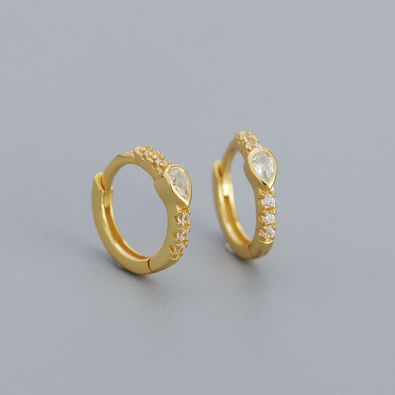 925 Sterling Silver Instagram-style High-end Diamond-studded Hoop Earrings