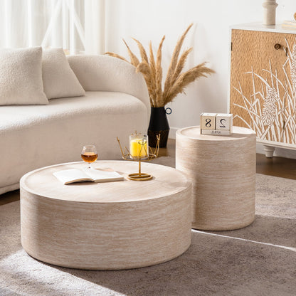 Round End Table, Mars Pattern, Drum Circle Side Table, No Assembly, Living Room