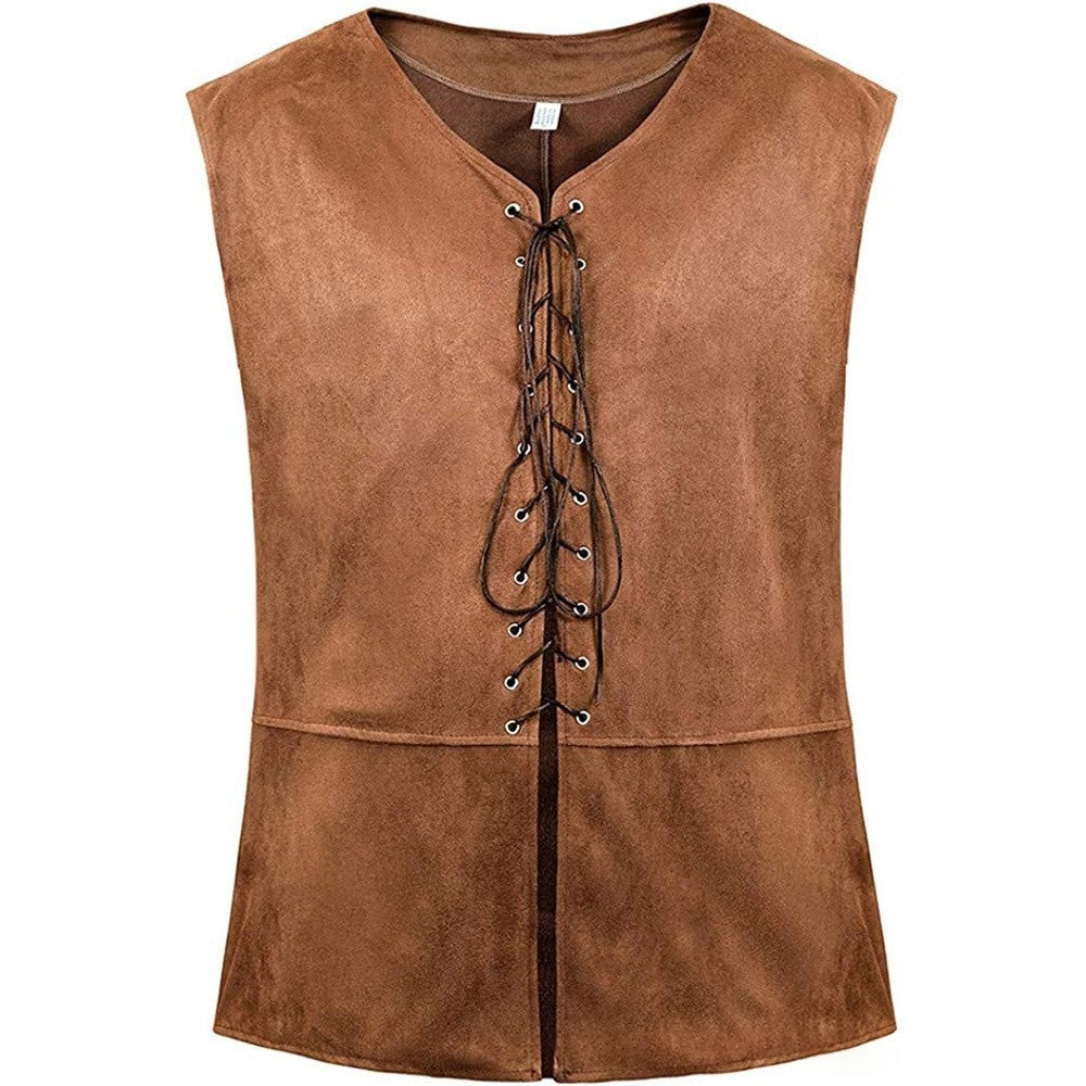 Retro Steampunk Vest Mens Lace-Up Waistcoat