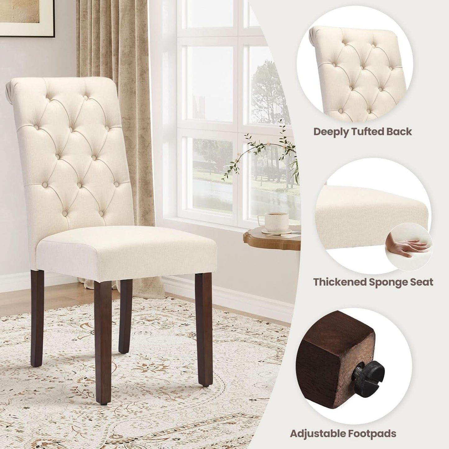 Rectangular Dining Table Set For Six Black Beige Two Tone