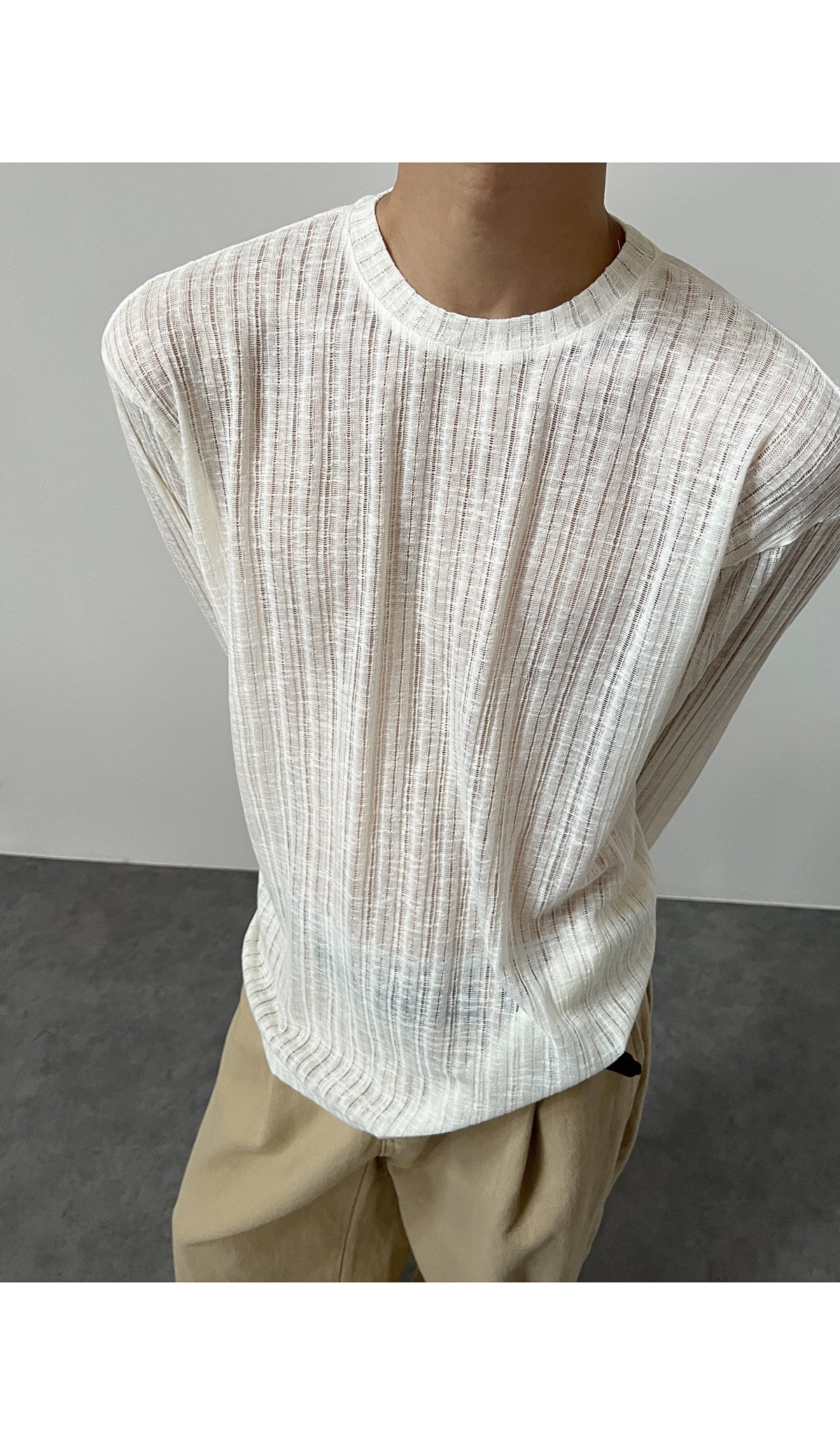 Korean Version Of Simple Hollow Pit Long Sleeve Knitted Top