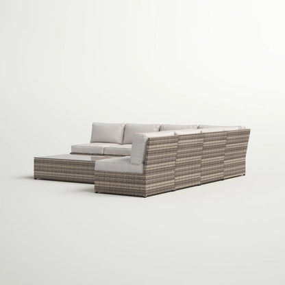 Outdoor Patio Set HDPE Wicker Mixed Gray 6 Piece Fully Assembled
