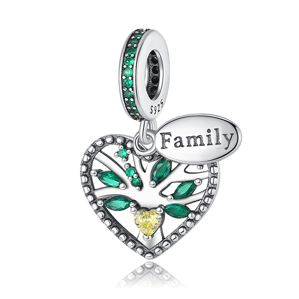 DIY Silver-Plated Pendant Charming Heart Lucky Bracelet Beaded Necklace