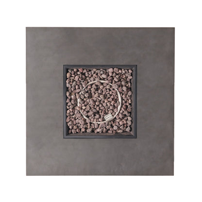 Modern SQUARE Iron Fire Pit 50,000 BTU Stone Gray Finish 39-Inch