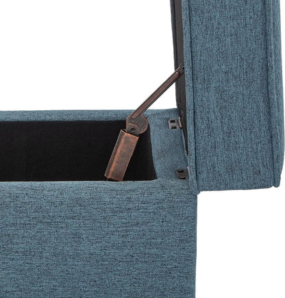Seventeen Inch Electric Blue Storage Ottoman Hinged Lid