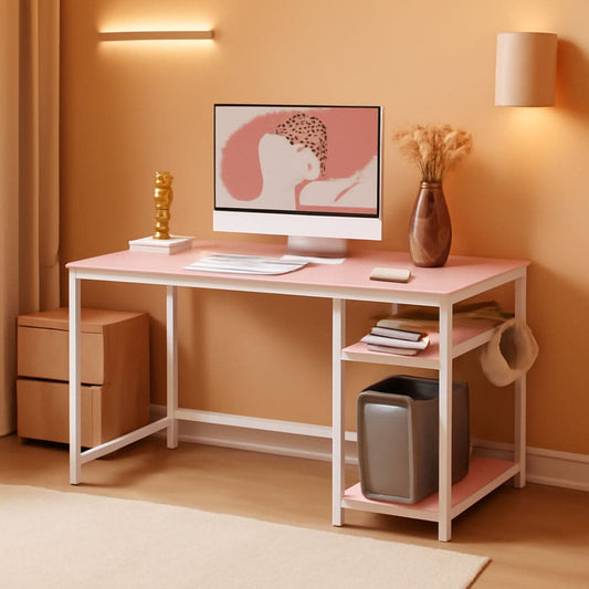 43-Inch L-Shaped Computer Desk With Reversible Shelves