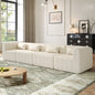 Sectional Sofa Modular Polyester Beige 4 Seat 145 In No Assembly