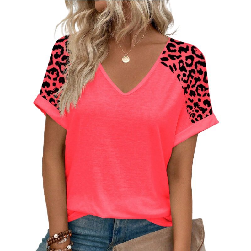 Womens Stylish Printed Slim-fit Short-sleeve Top