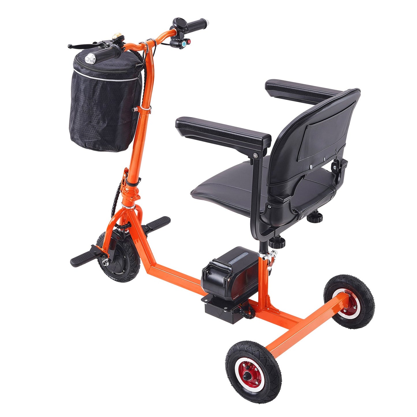 Mobility Scooter 3-Wheel Foldable Iron Orange 300 LB 12 Mile Range