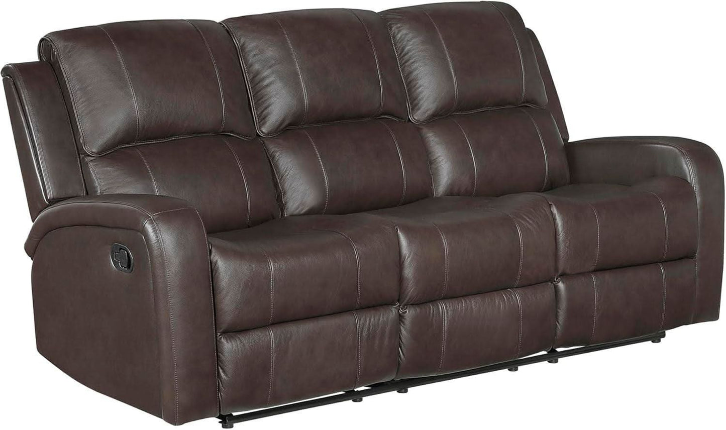 Manual Double Recliner Sofa Brown Leather Match Wall Hugger