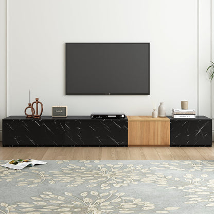 TV Stand Faux Marble Walnut Particle Board 4-Drawer Fits 88 In TV 78.7 In