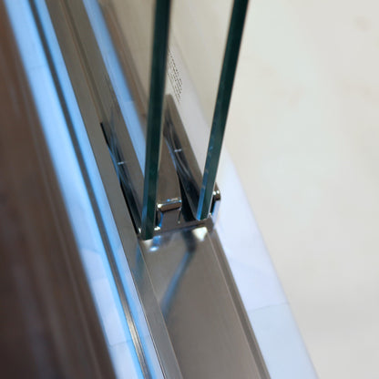 56-60in W x 60in H Double Sliding Tub Shower Door, Chrome Aluminum, 6mm Glass