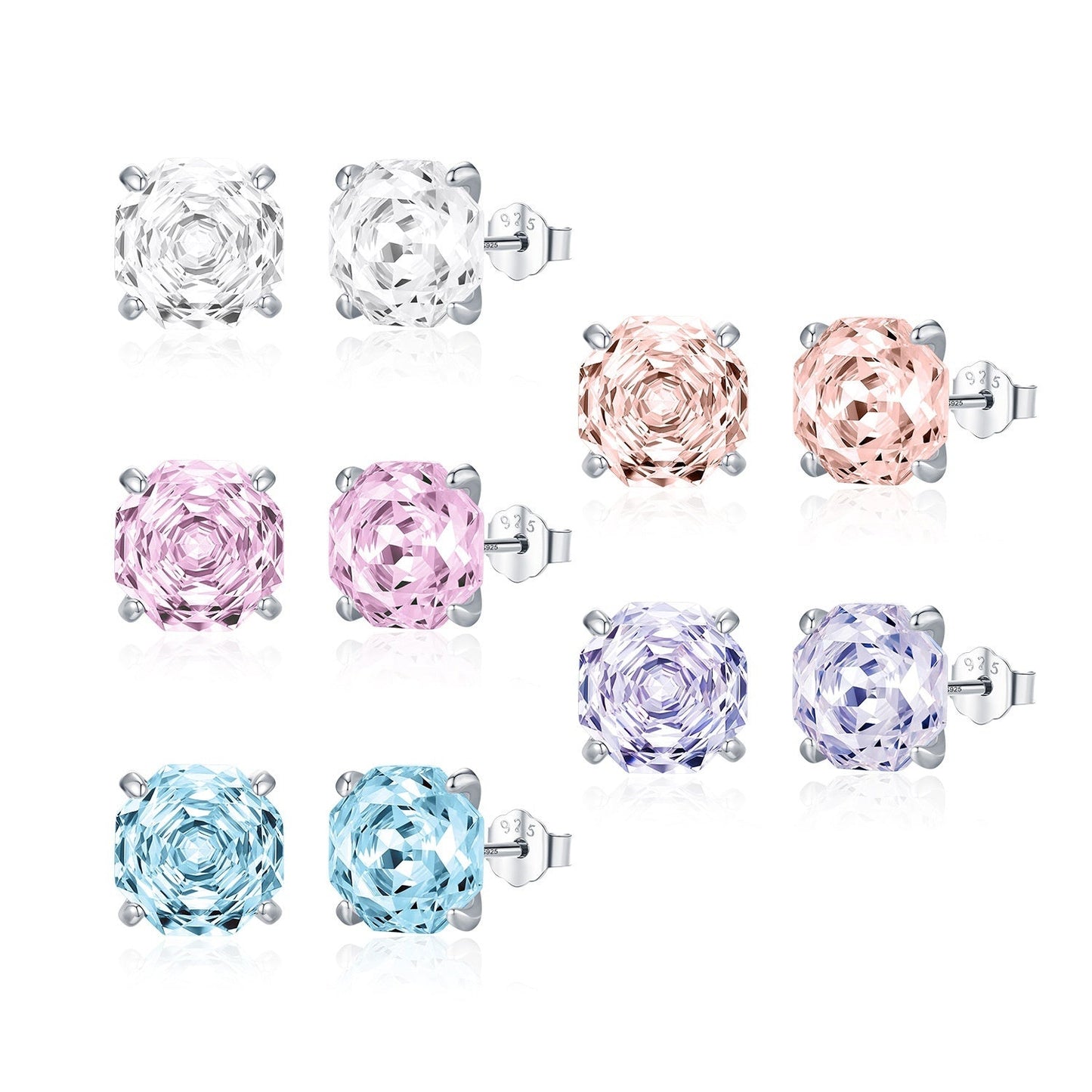Basic Rose-cut Sparkling Diamond Stud Earrings Unisex Accessory