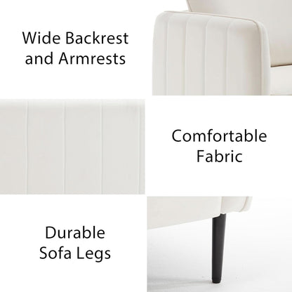 Soft Modern Velvet Accent Chair With Square Arm Beige