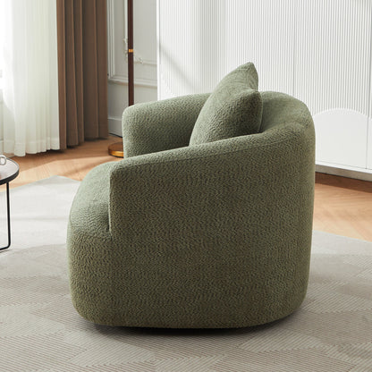 Accent Chair Swivel Barrel Chenille Green 360 Degree Pocket Spring 38 In
