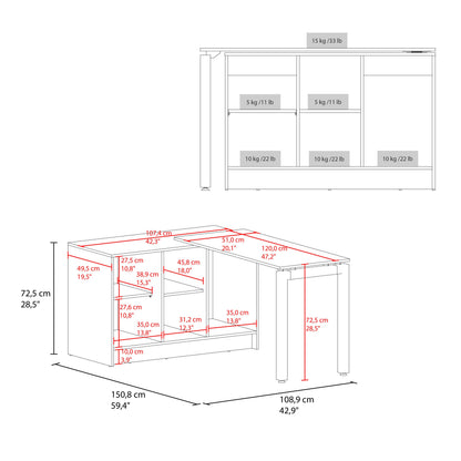 Rotable Desk 72-Inch Wide or Compact, Adjustable Workstation Two Directions