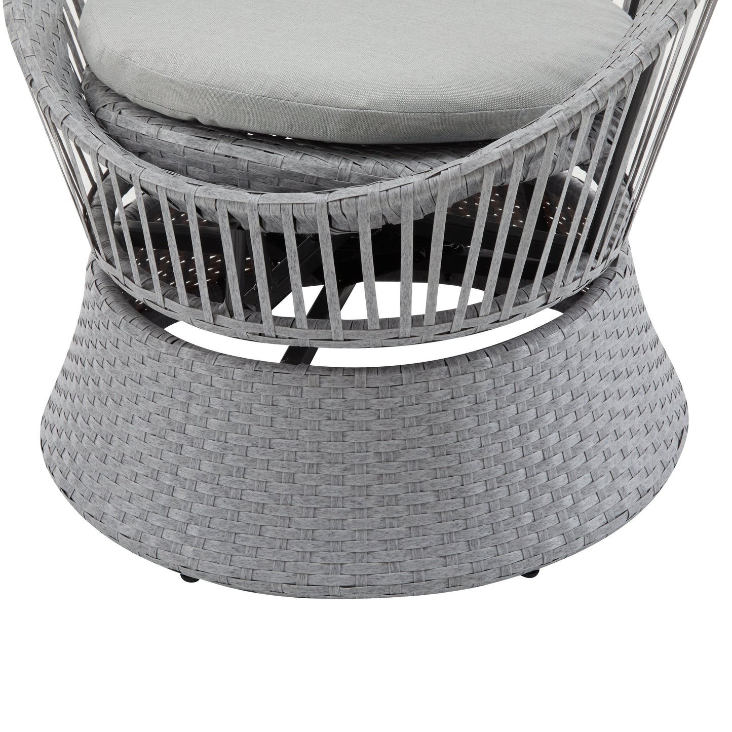 Modern Silver Grey Swivel Wicker Lounge Chair Set with PE Rattan and Iron