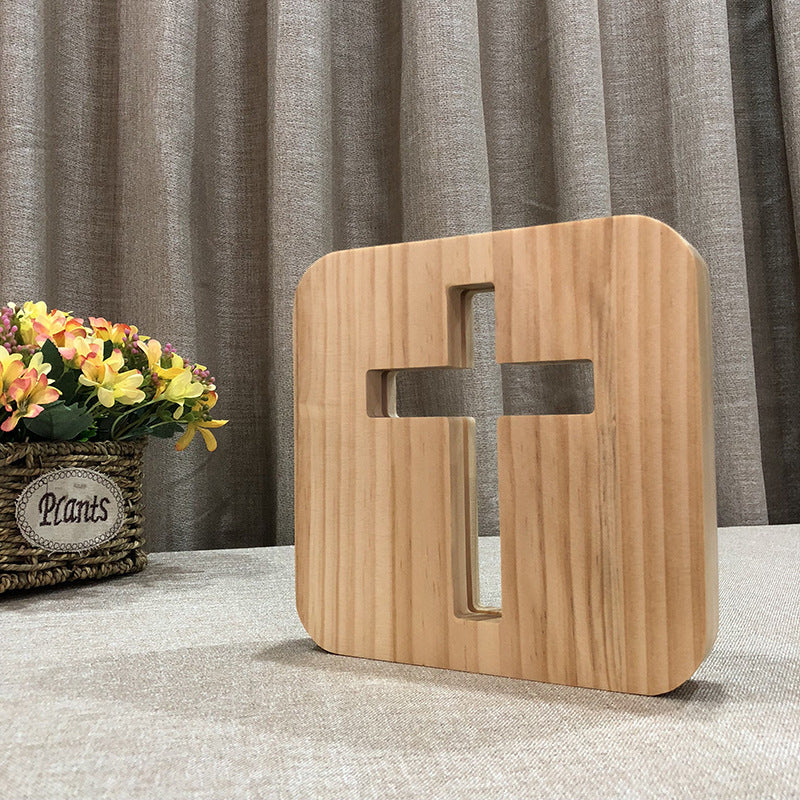 Solid Wood Craft Table Wooden Led Small Night Light