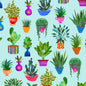 Mint Houseplants Books are Magic Cotton 44"/45" Fabric Per Yard