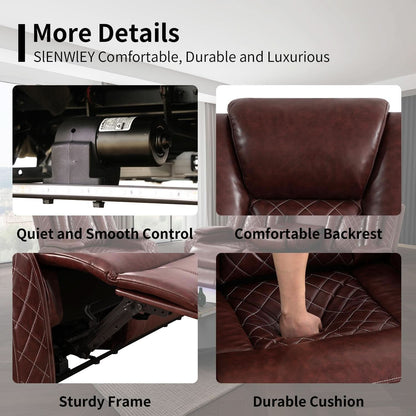 Power Reclining Brown Leather Sofa Set For Living Room
