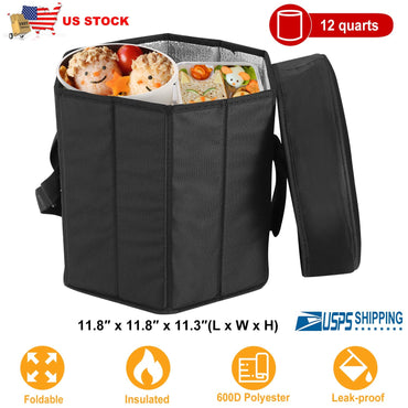 Collapsible Grocery Cooler Bag 3 Gallon Insulated Food Container Seat Combo for Camping Picnic Shopping