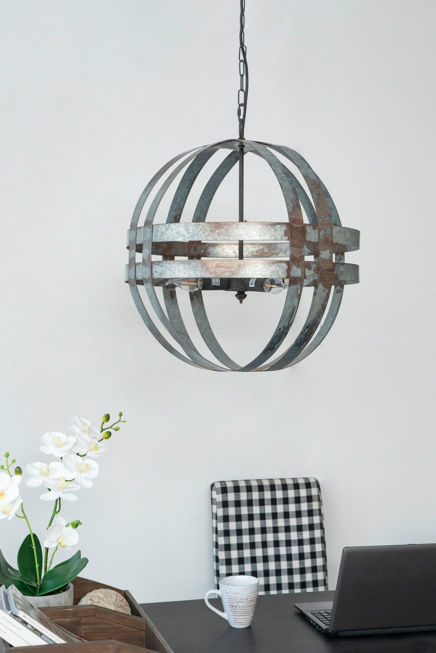Chandelier 4-Light Galvanized Hanging Adjustable Chain Dining Room