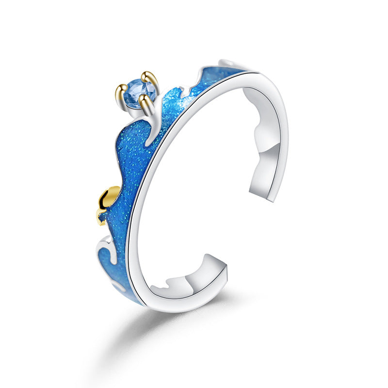 925 Silver Ring Inlaid With Swiss Blue Topaz Exuding Elegance And Sophistication