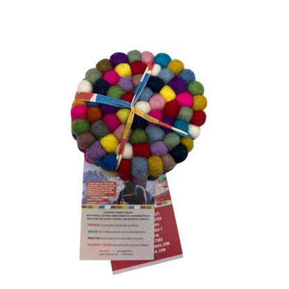 Round Multicolor Felt Wool Ball Coaster