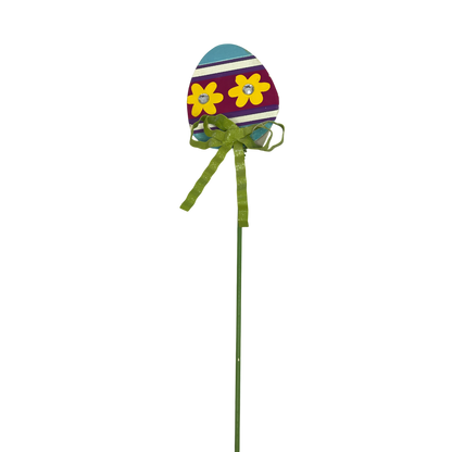 15 Inch Metal & Wood Spring Stake - Egg