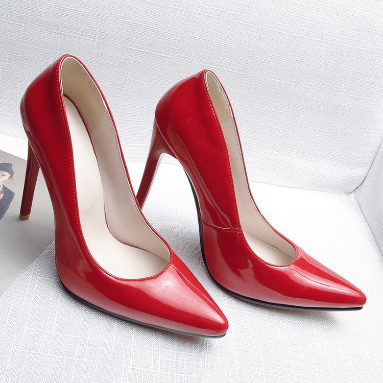 Women's Pointed-Toe Stiletto Pumps, PU Upper, Sizes 35-52