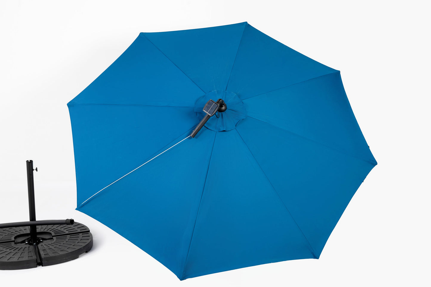 10ft Solar LED Offset Hanging Market Patio Umbrella  ( Dark blue)(No Base)