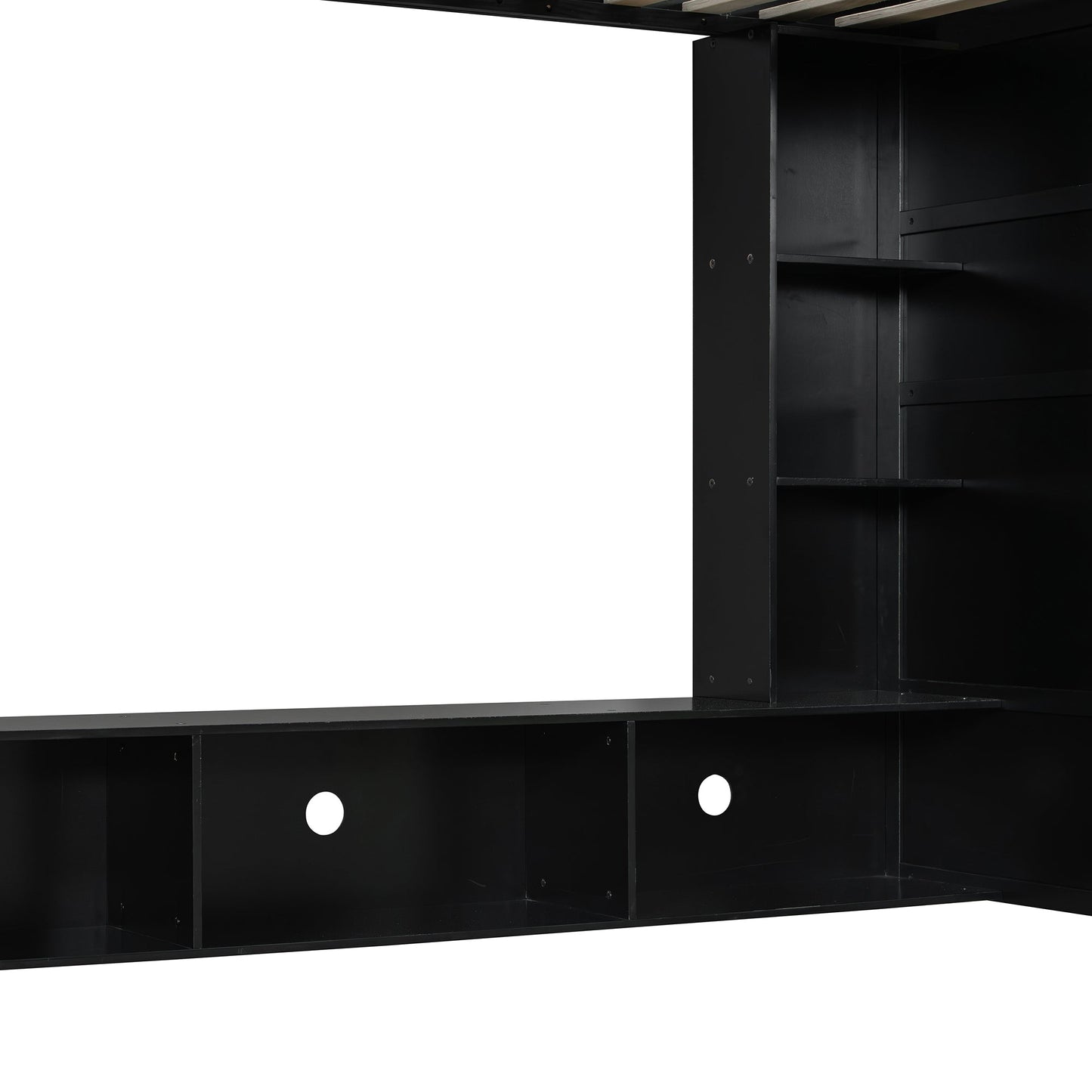 Twin Size Wood Loft Bed with Desk, Multi-storage Shelves and RGB Light, Green