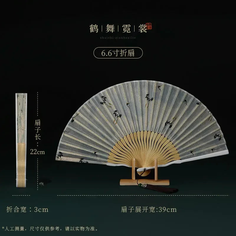 Xianhe Printing and Dyeing Folding Fan Ancient Style Hairpin Hanfu Fan Headwear New Chinese Accessories Women's Travel Matching