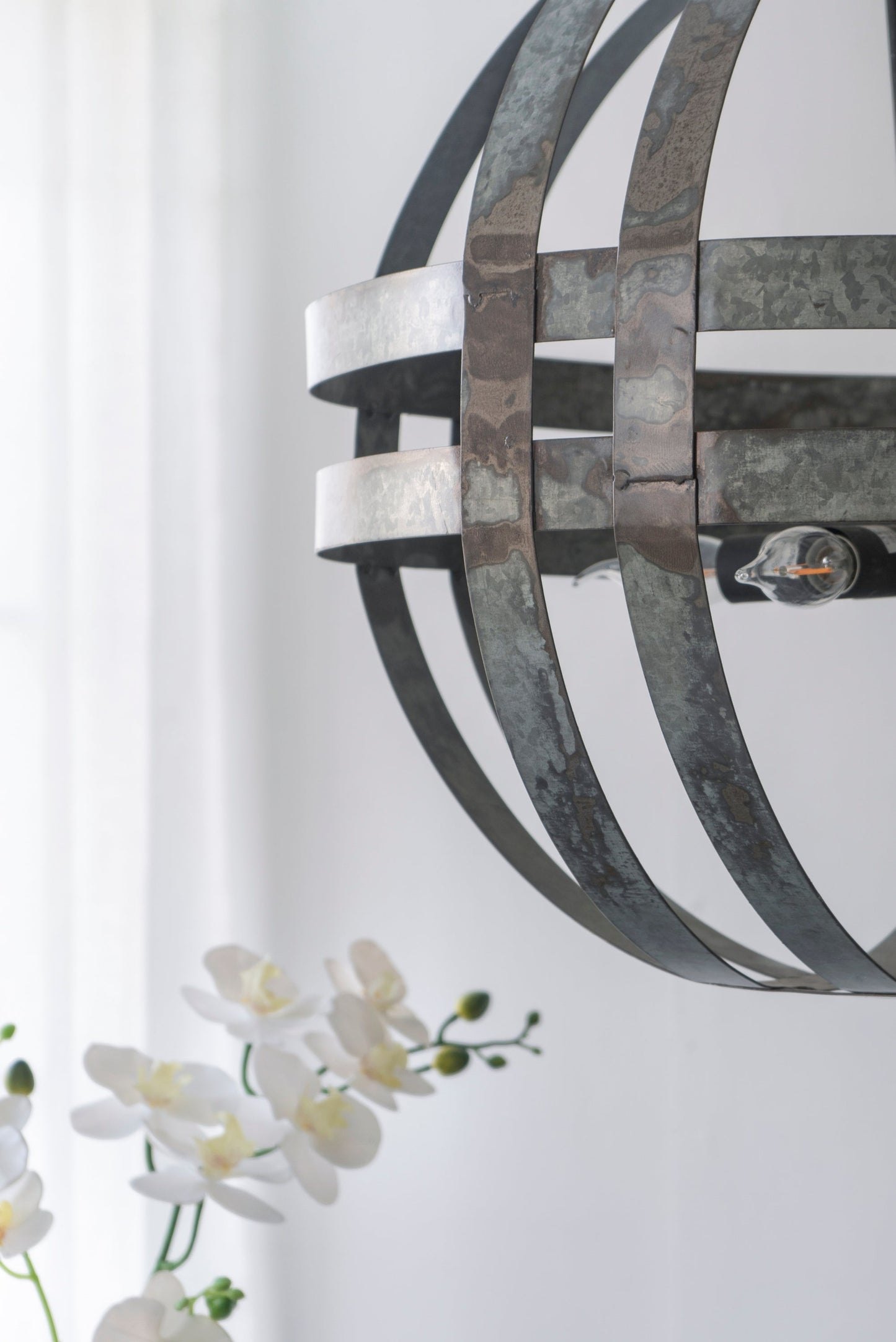 Chandelier 4-Light Galvanized Hanging Adjustable Chain Dining Room
