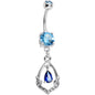 Aqua CZ Gem Precious Treasure Dangle Belly Ring
