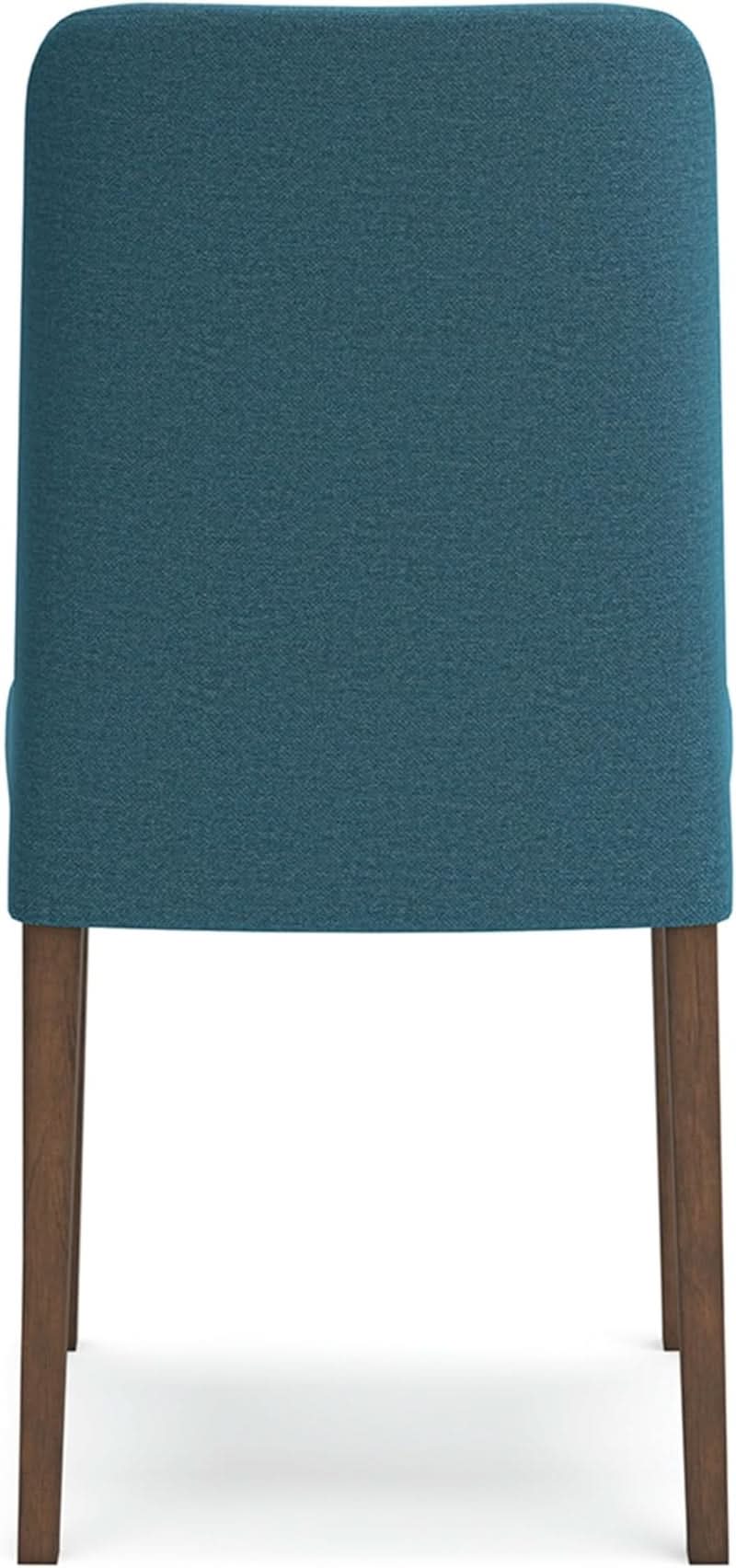 Upholstered Side Chair Set Blue And Brown Foam Cushioned
