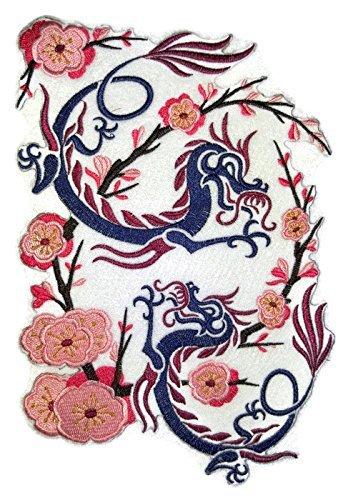 Custom Asian Dragon Embroidered Iron on/Sew Patch - A bold 10" x 7.5" embroidered Asian dragon patch in superior-quality thread and cotton—designed to iron or sew onto jackets, bags, and textiles for a striking East Asian statement.