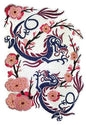 Custom Asian Dragon Embroidered Iron on/Sew Patch - A bold 10" x 7.5" embroidered Asian dragon patch in superior-quality thread and cotton—designed to iron or sew onto jackets, bags, and textiles for a striking East Asian statement.