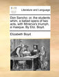 Don Sancho: Or, the Students Whim, a Ballad Opera of Two Acts, with Minerva's Triumph, a Masque. by Eliz. Boyd. - Paperback