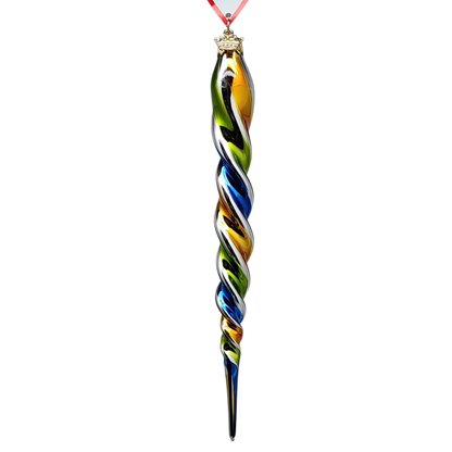 Rainbow Twister Glass Icicle -