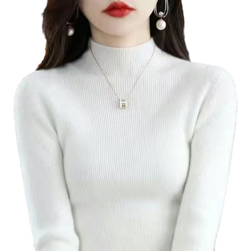 New Slim-fit Figure-flattering Sweater With A Half-high Neckline