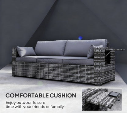 Outdoor Sofa PE Rattan 3-Seat 79" Gray