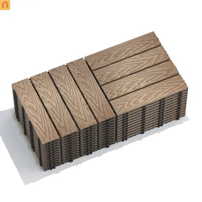 Outdoor Deck Tiles WPC Teak Interlocking 11.8x11.8in 11 Piece