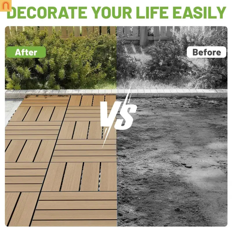 Outdoor Deck Tiles HDPE Dark Brown Interlocking 12x12in 27 Piece