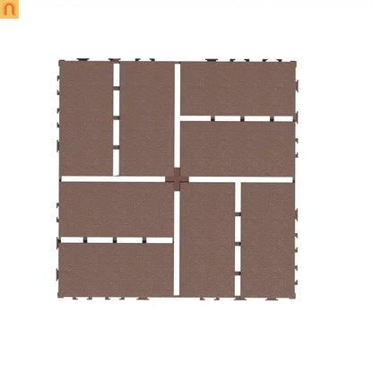 Outdoor Deck Tiles Interlocking PP Plastic Brown Checkered 12x12 in 44 Pack