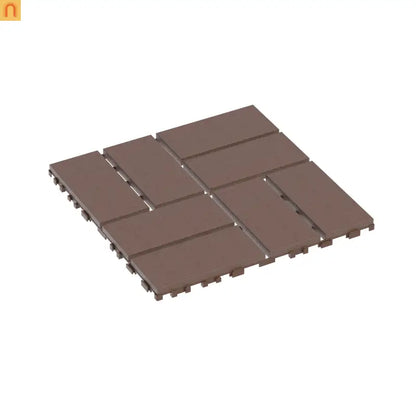 Outdoor Deck Tiles Interlocking PP Plastic Brown Checkered 12x12 in 44 Pack