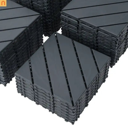 Outdoor Deck Tiles Interlocking PP Plastic Gray 12x12 in 44 Pack